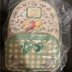 Loungefly Cream and Mint Green Winnie the Pooh Floral Backpack